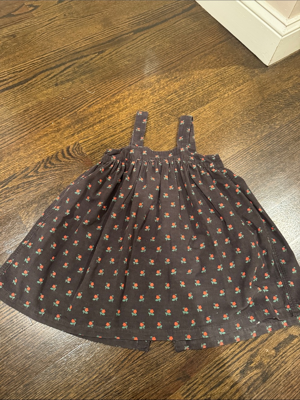 Girls Black Floral Sundress with Strappy Shoulders
